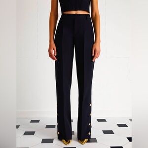Trina Turk Black trousers with Gold Buttons Size 12 27.5” Inseam